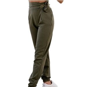 Five Dancewear Womens M Olive Green Side Tie Obi High Waist Stretch Joggers